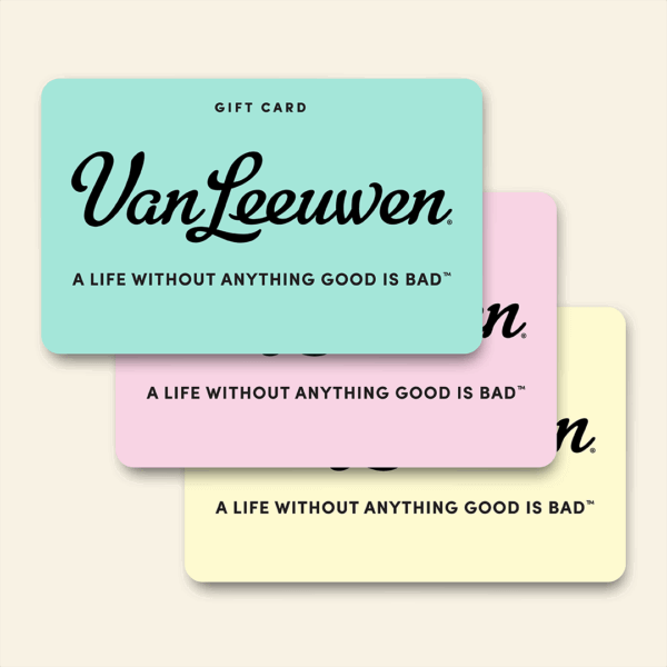 image of three gift cards in turquoise, pink and yellow