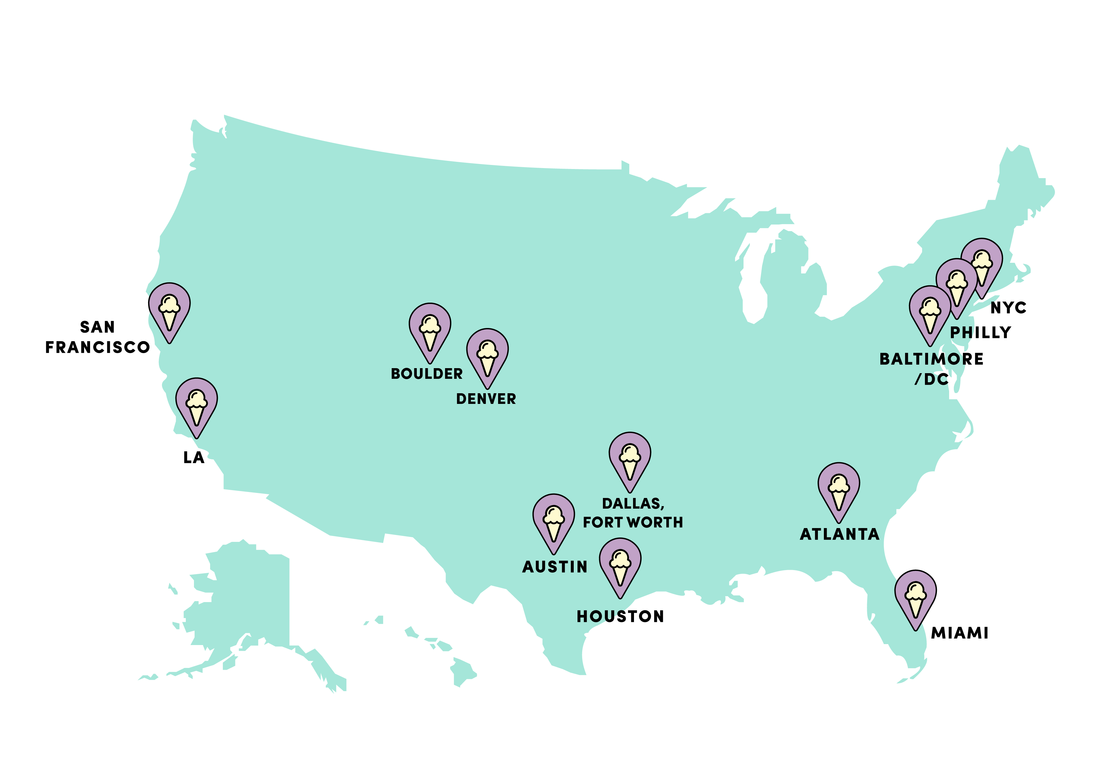 map of the united states dictating where van leeuwen can be delivered locally